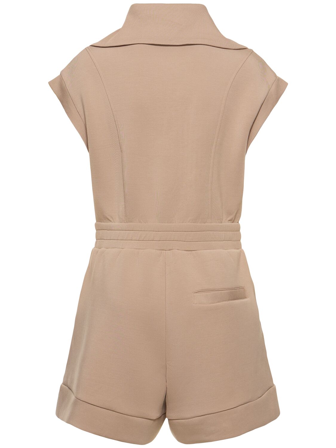 Shop Varley Pamela Zip-up Playsuit In Light Taupe