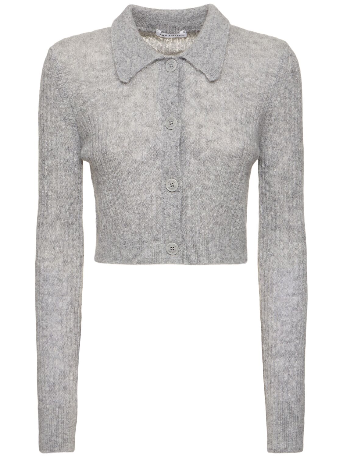 Shop Cecilie Bahnsen Jaqueline Cropped Cardigan In Grey