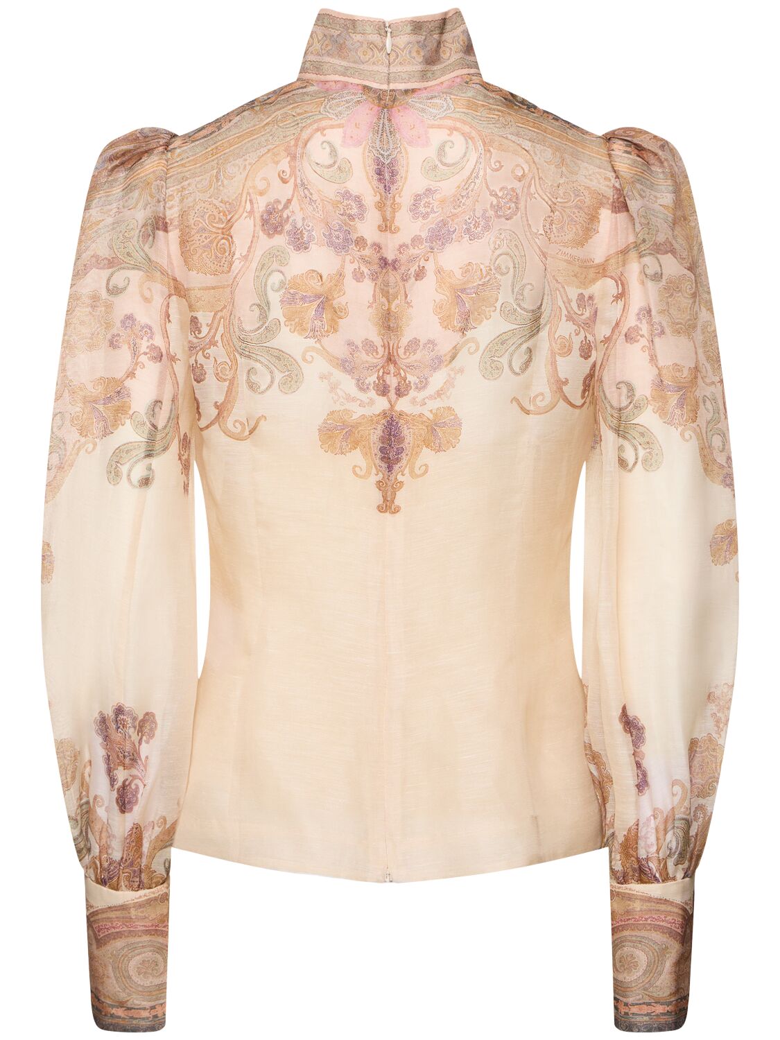 Shop Zimmermann Illustration Poly Blend Shirt In Cream/multi