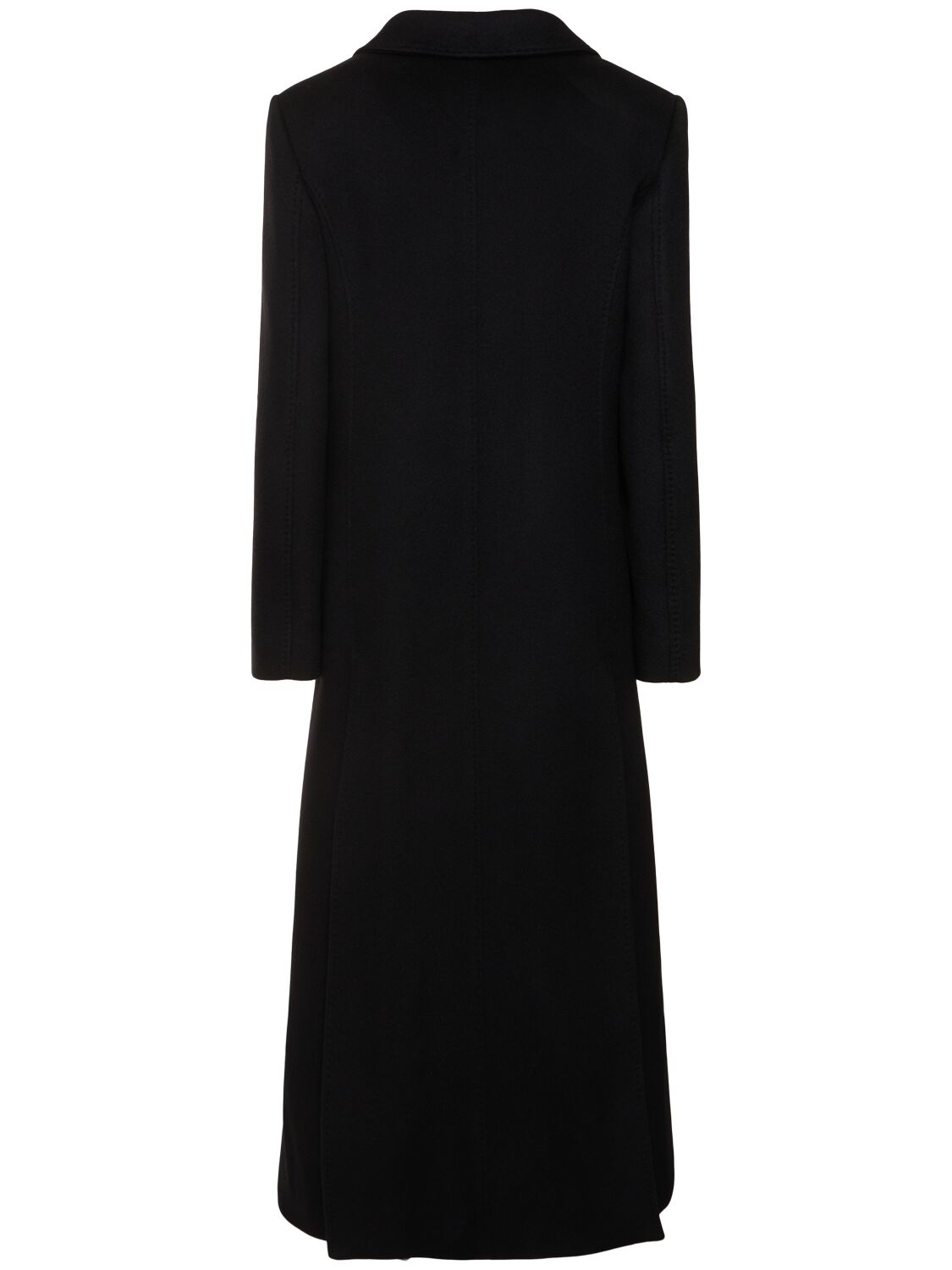 Shop Alberta Ferretti Double Breasted Knit Long Coat In Black