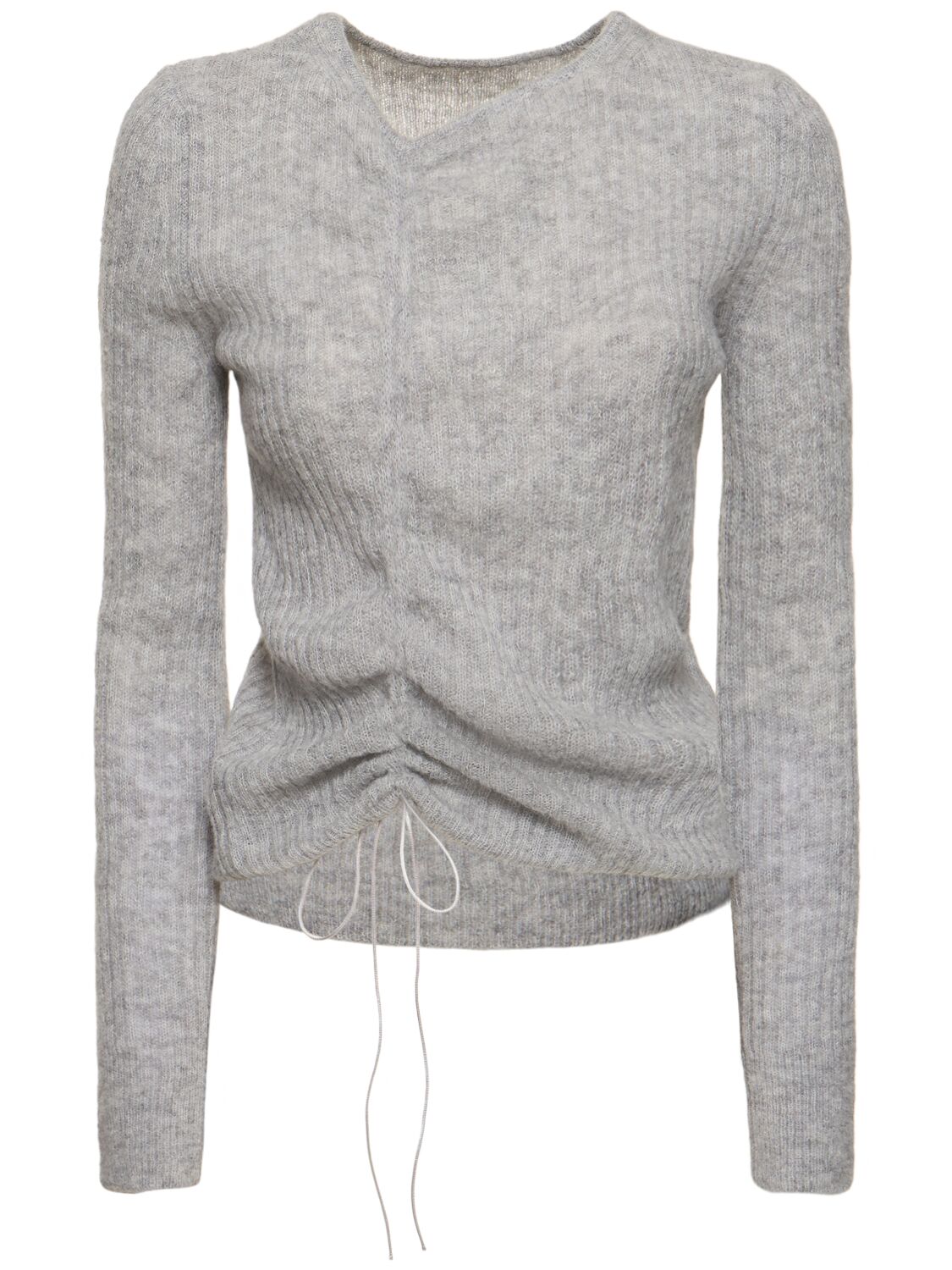 Cecilie Bahnsen Ussi Wool Blend Sweater W/ Drawstring In Grey