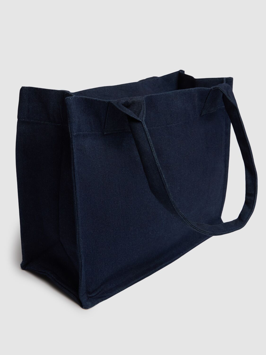 Shop Ganni Large Easy Shopper Canvas Bag In Blue