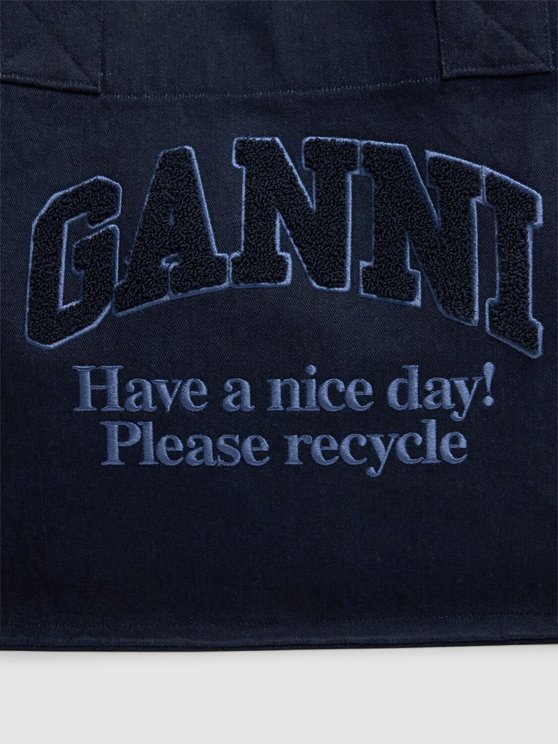 Shop Ganni Large Easy Shopper Canvas Bag In Blue