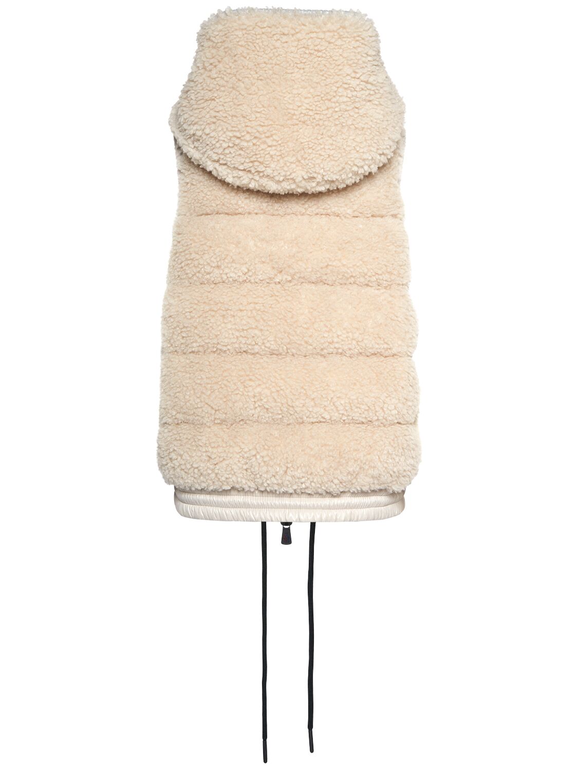 Shop Moncler Padded Teddy Zip-up Down Vest In Beige