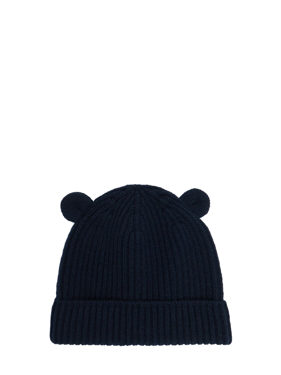 Il Gufo Wool Knit Beanie W/ Ears In Blue