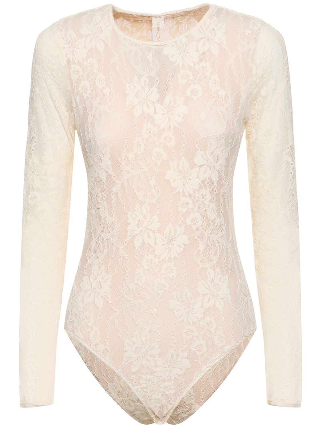 Zimmermann Stretch Lace Bodysuit In Cream