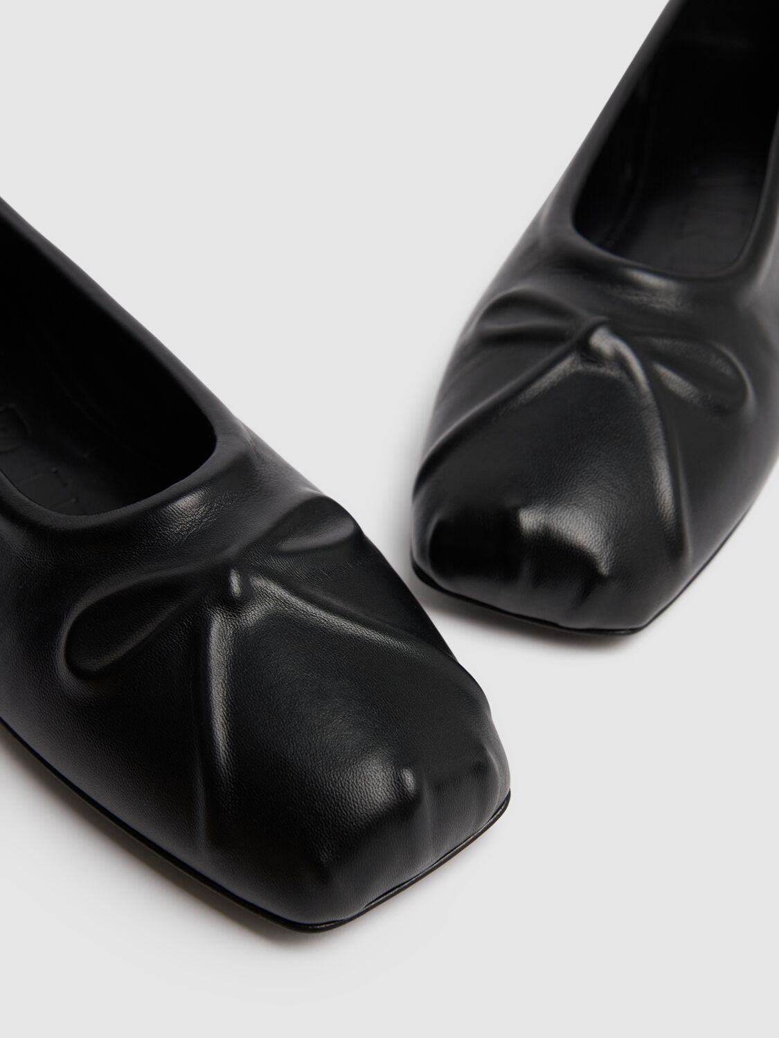 Shop Marni 5mm Leather Flats Ballerina In Black