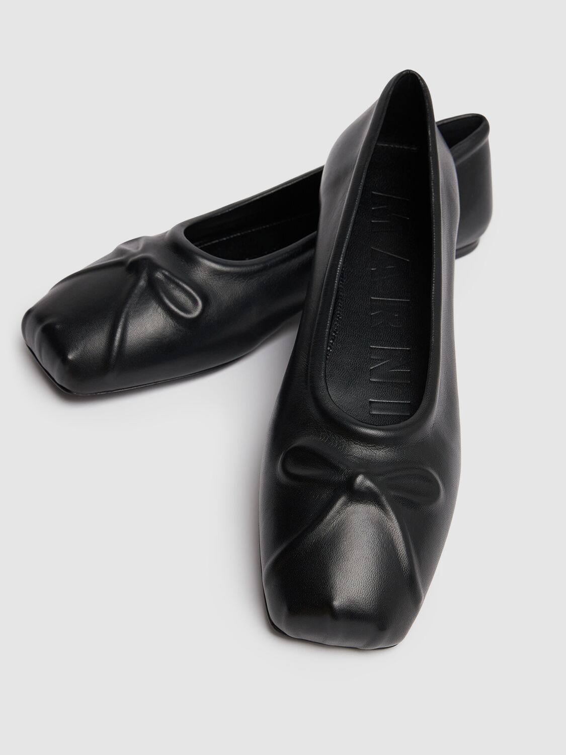 Shop Marni 5mm Leather Flats Ballerina In Black