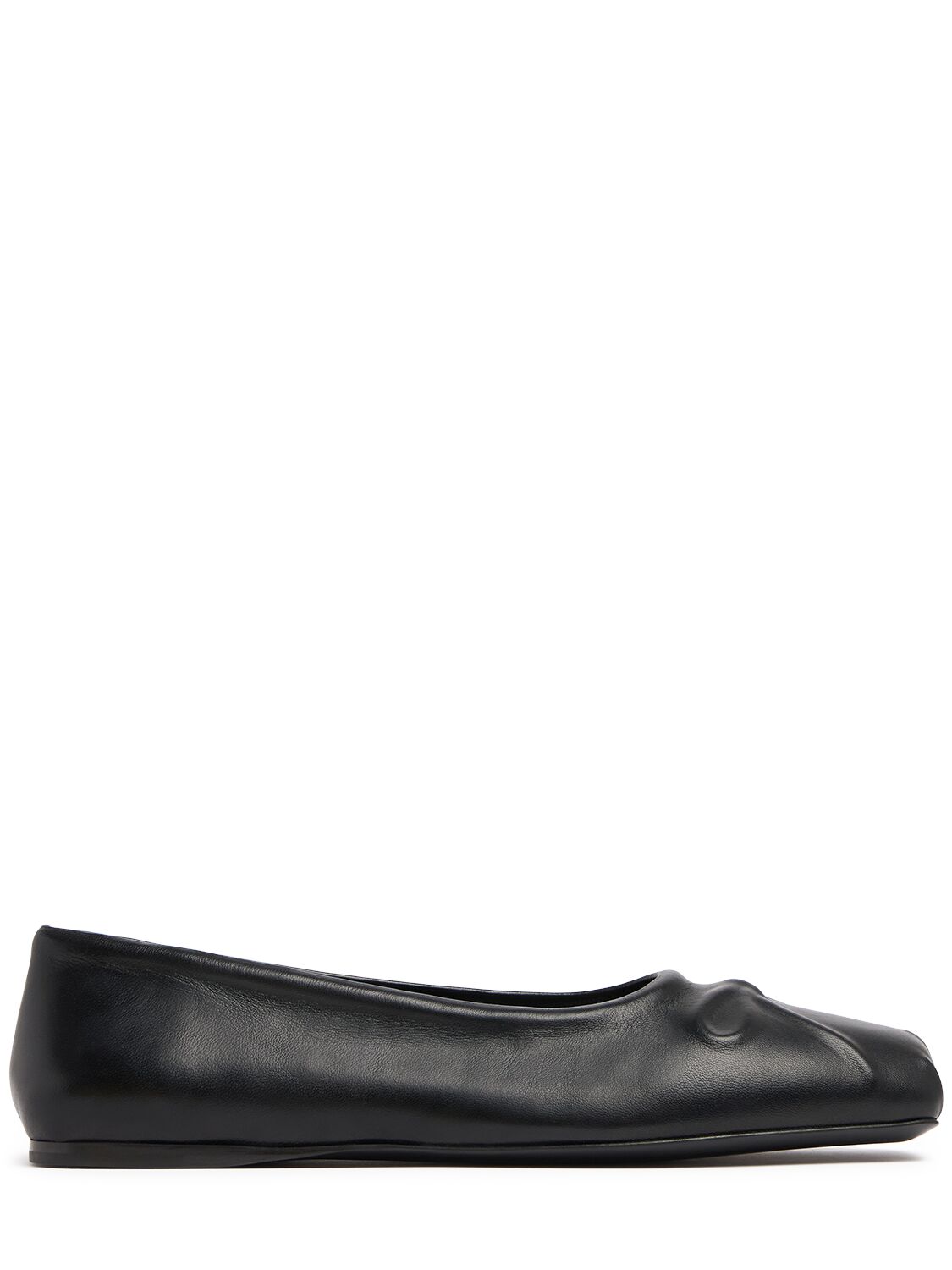 Shop Marni 5mm Leather Flats Ballerina In Black