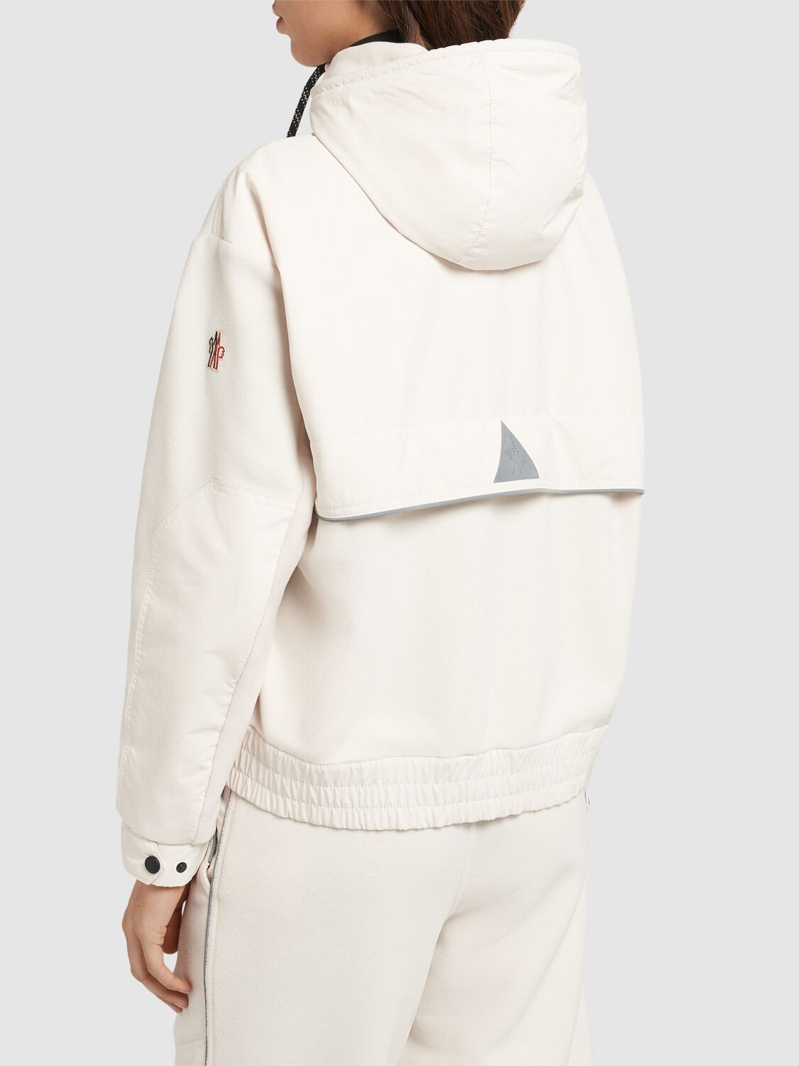 Shop Moncler Tech Zip-up Hoodie In Beige