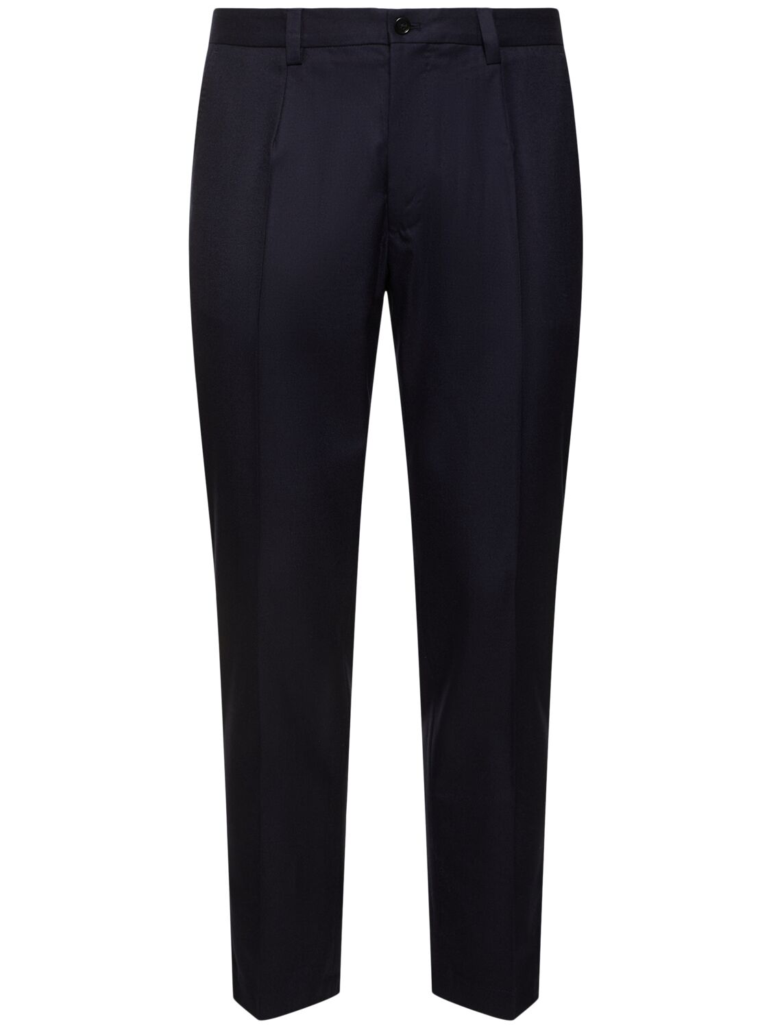 Shop Dolce & Gabbana Wool Flannel Pants In Dark Blue