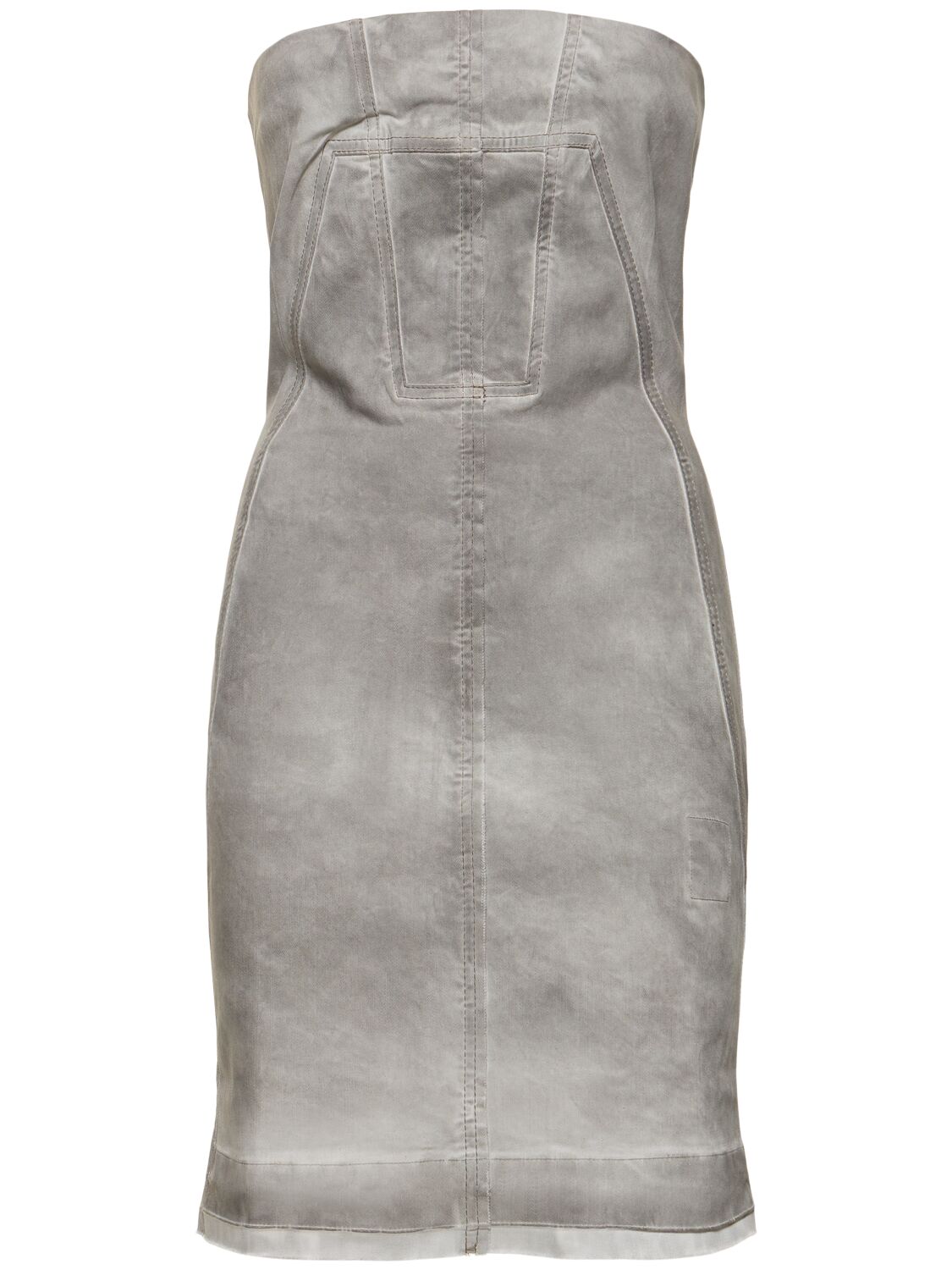 Rick Owens Drkshdw Splintered Denim Bustier Mini Dress In Pearl Grey