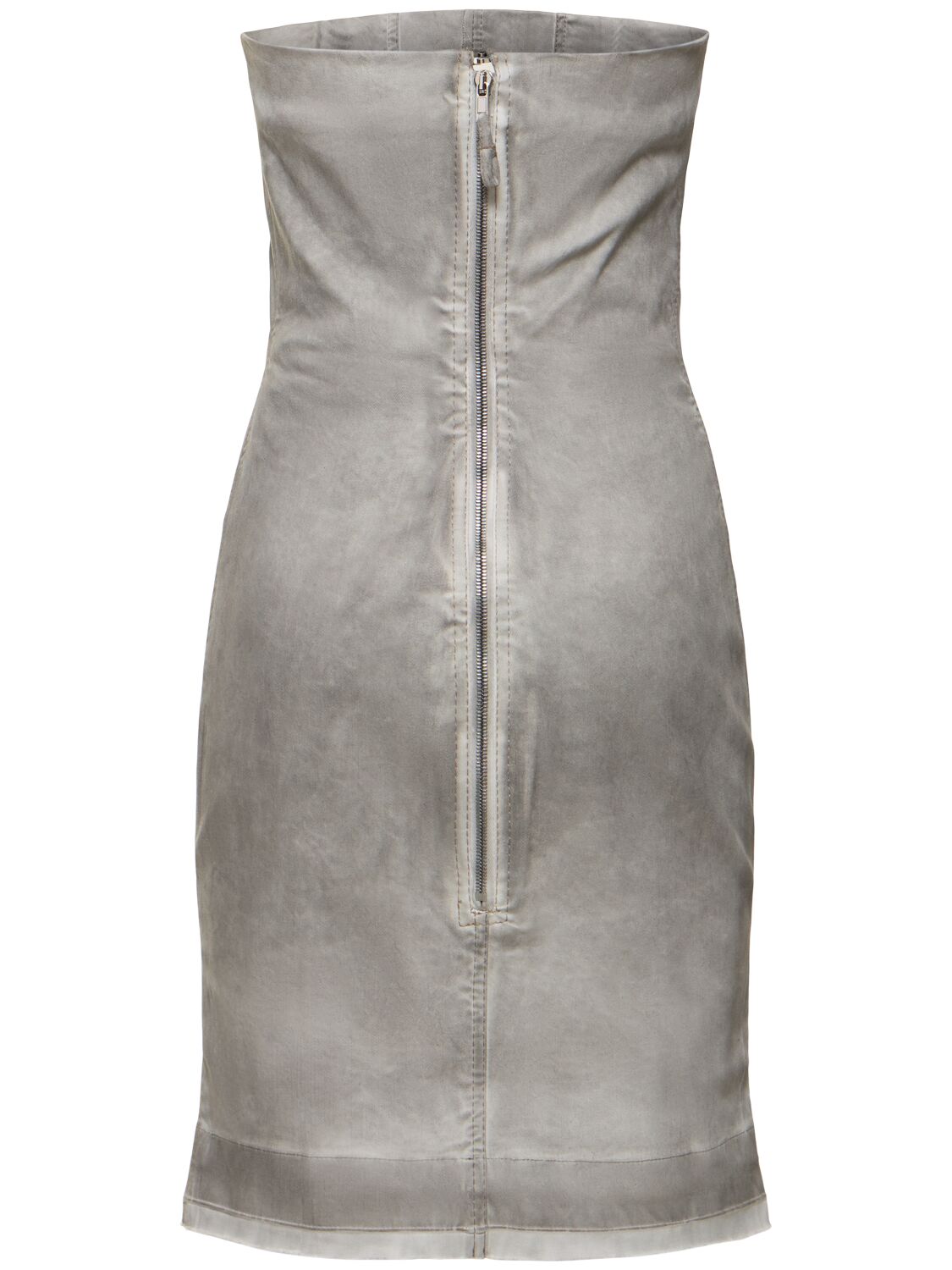 Shop Rick Owens Drkshdw Splintered Denim Bustier Mini Dress In Pearl Grey