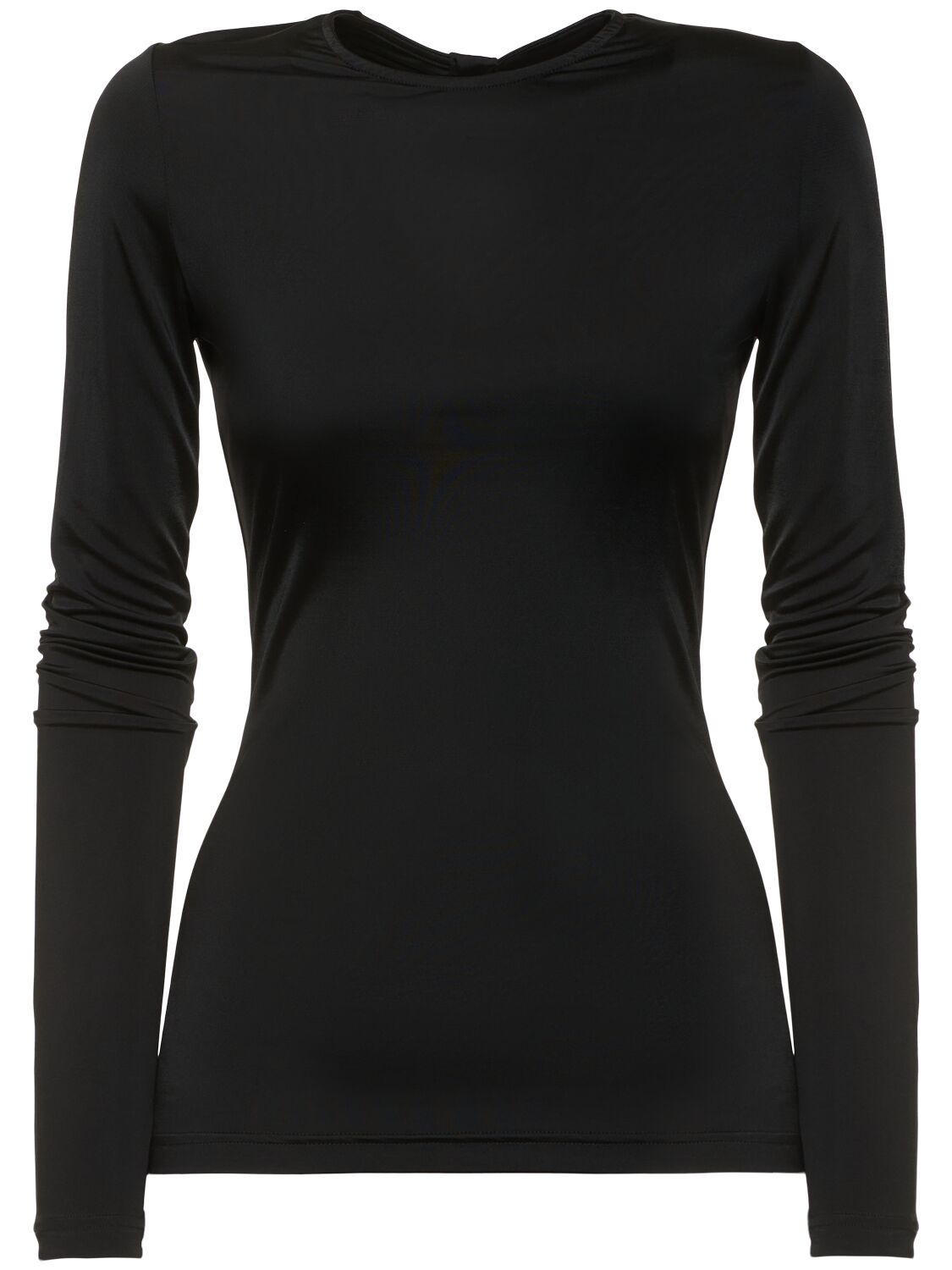 Nina Ricci Long Sleeve Fitted Fluid Jersey Top In Black