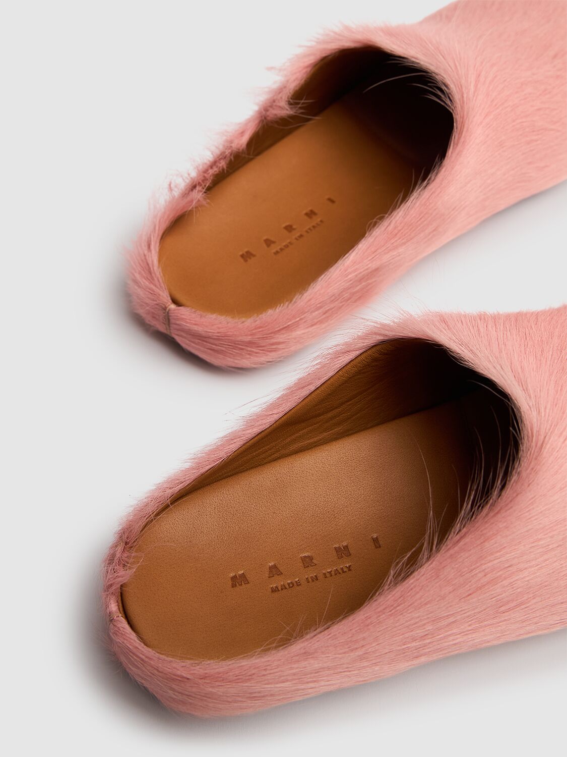 Shop Marni 10mm Fussbett Pony Hair Sabot Flats In Pink