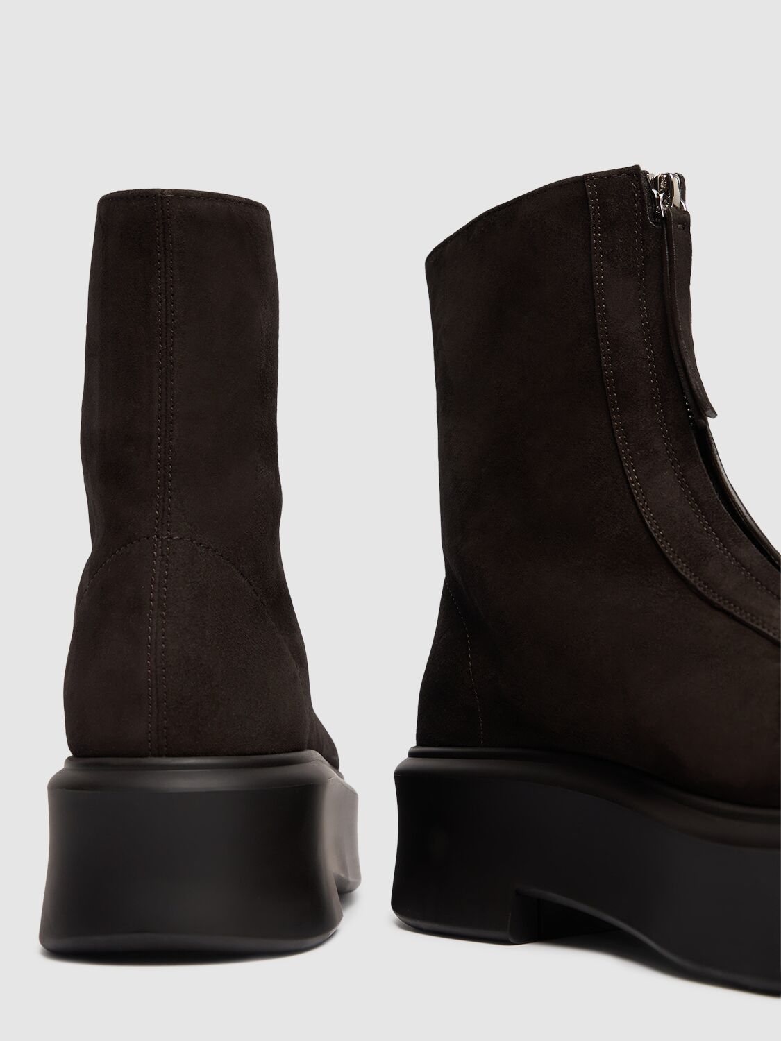 Shop The Row 50mm Zipped Suede Ankle Boots In Dark Brown