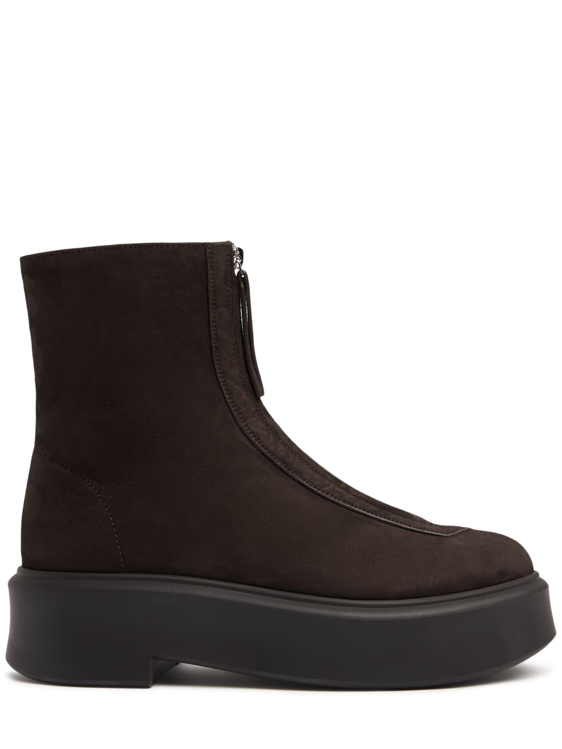 Shop The Row 50mm Zipped Suede Ankle Boots In Dark Brown