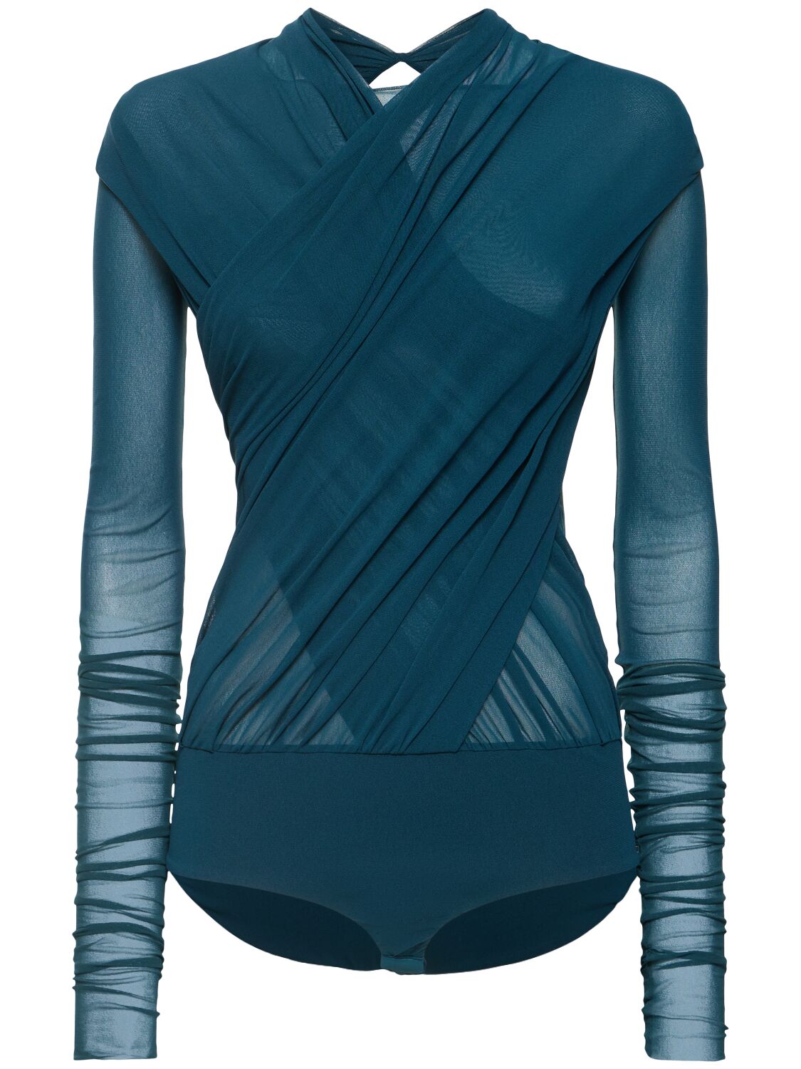 Philosophy Di Lorenzo Serafini Stretch Tulle Bodysuit In Blue