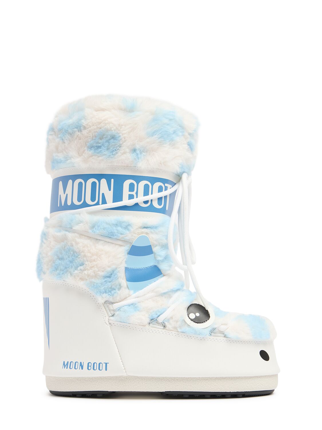 Moon Boot Icon Tall Yeti Faux Fur Snow Boots In White/blue