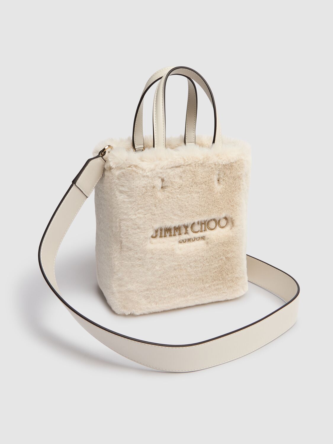 Shop Jimmy Choo Small N/w Lenny Suede & Shearling Bag In White