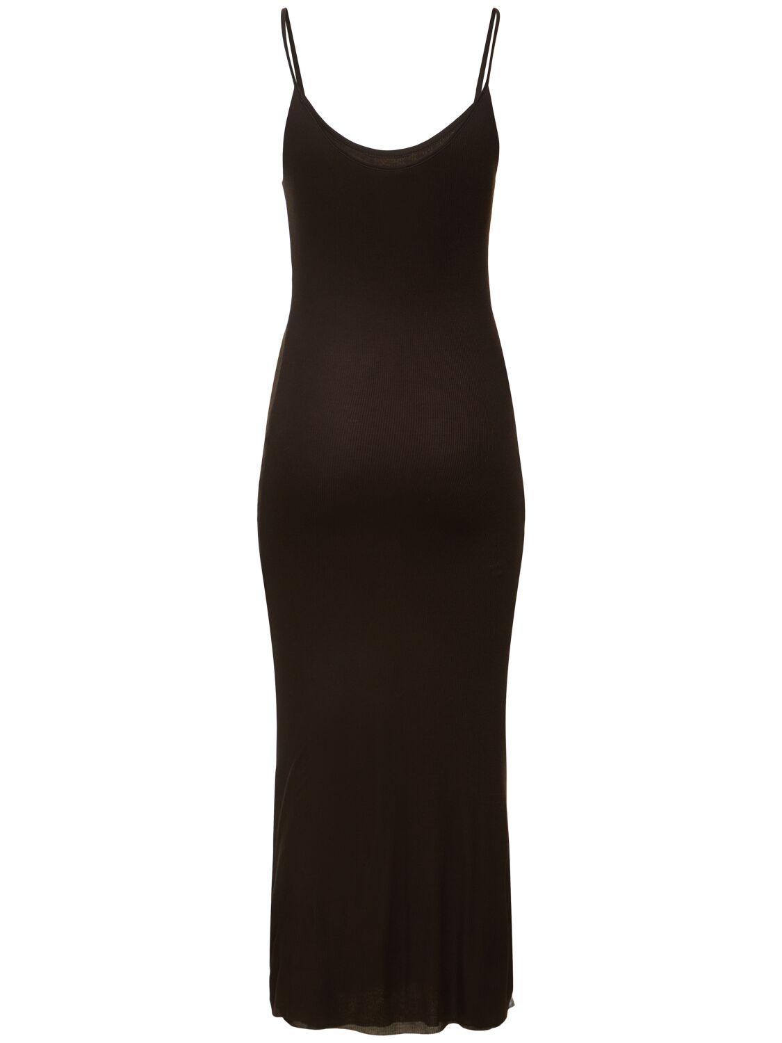 Shop Khaite Leesal Viscose Midi Dress In Dark Brown