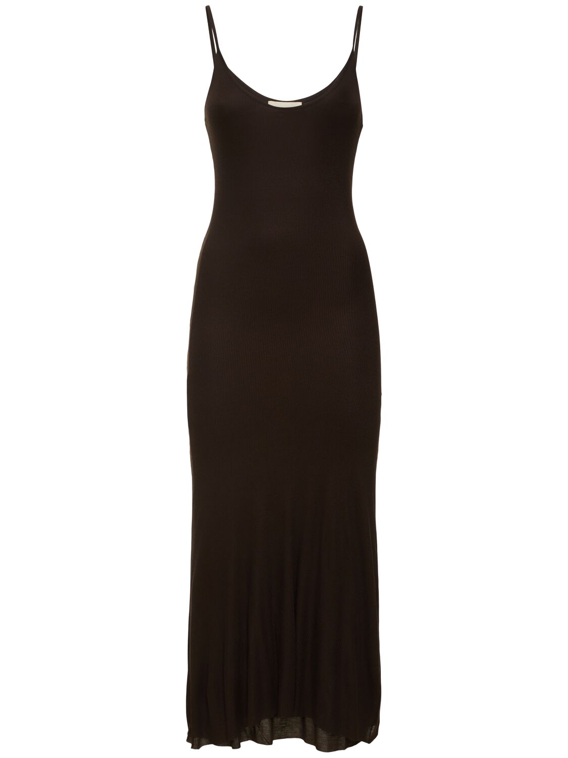 Shop Khaite Leesal Viscose Midi Dress In Dark Brown