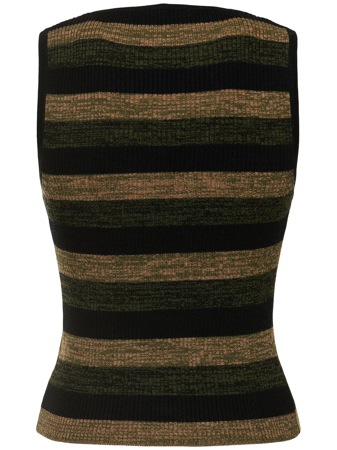 Shop Ganni Ribbed Wool Tank Top In Multi/black