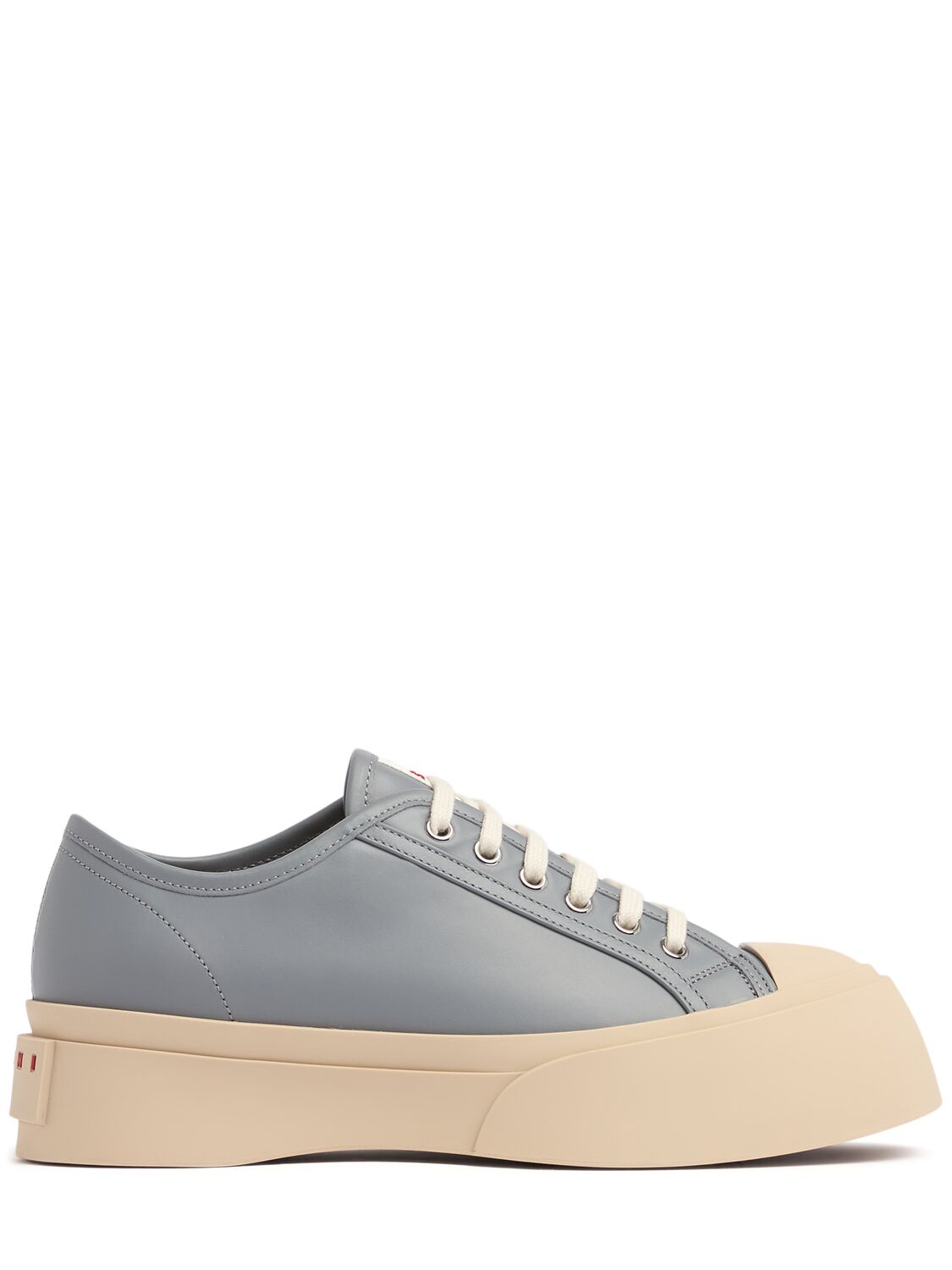 Shop Marni Leather Low Top Sneakers In Grey