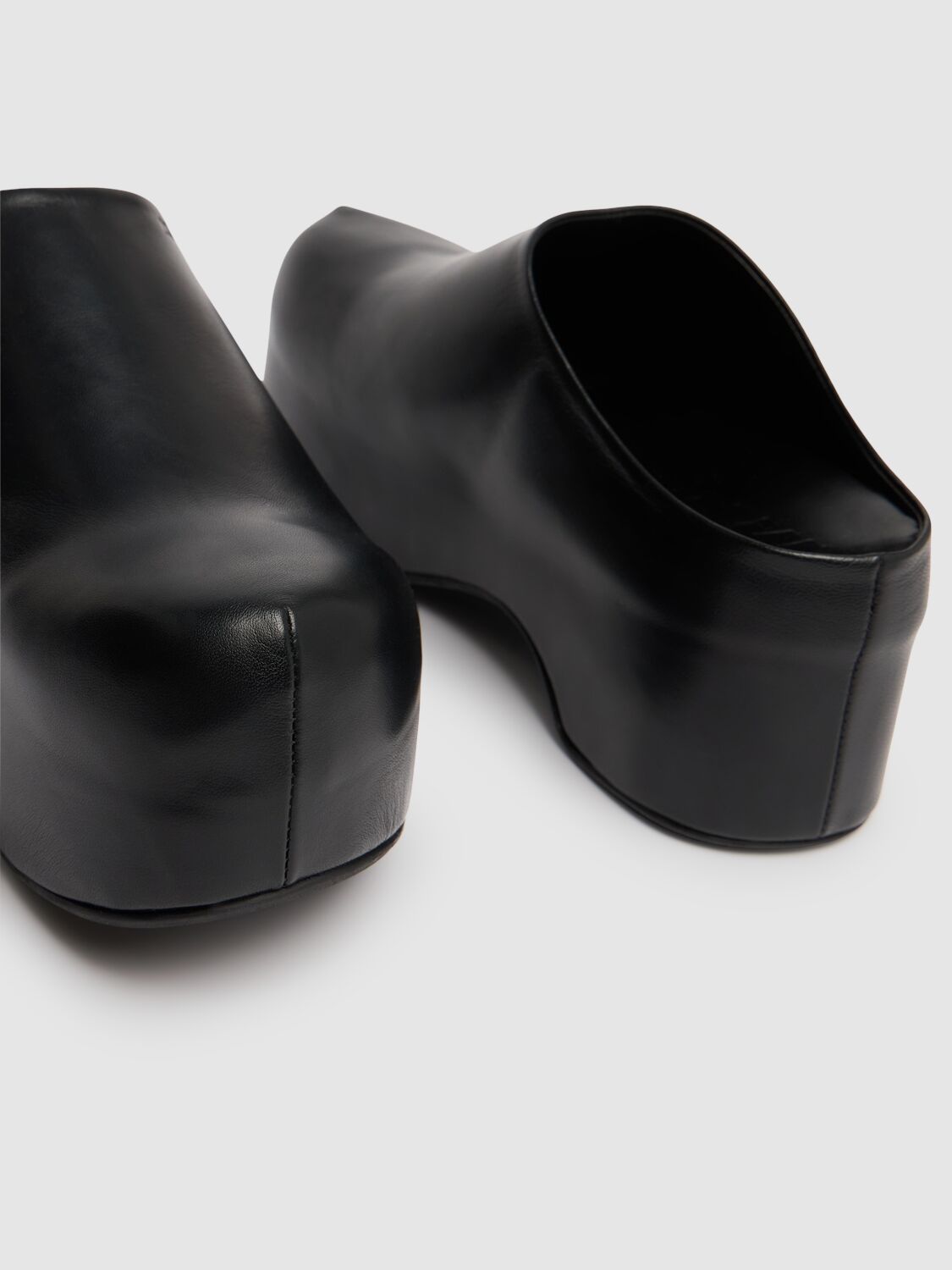 Shop Marni 50mm Leather Sabot Wedges In Black