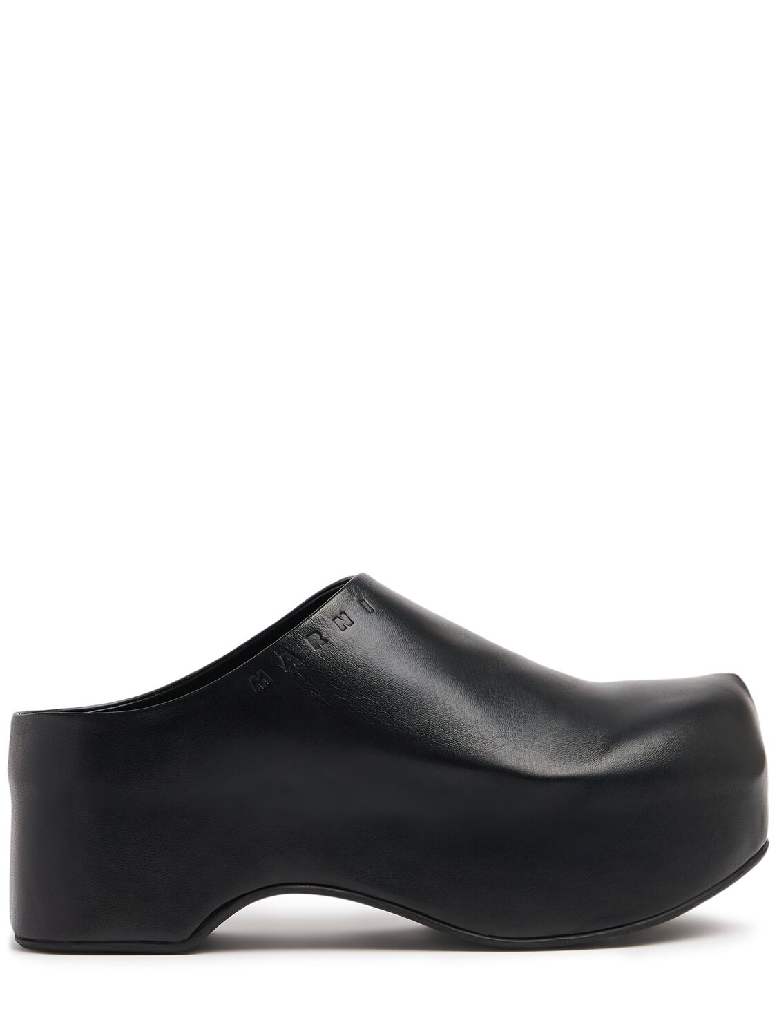 Marni 50mm Leather Sabot Wedges In Black