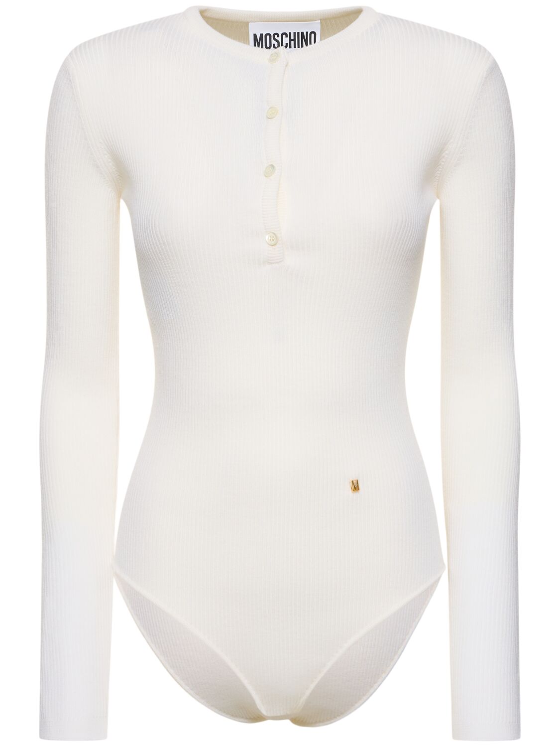 Moschino Wool Knit Bodysuit In White