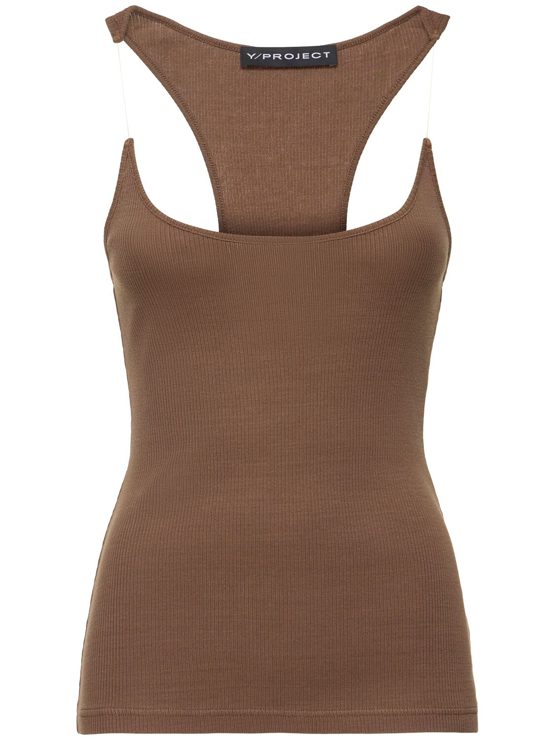 Y/project Invisible Strap Jersey Tank Top In Brown