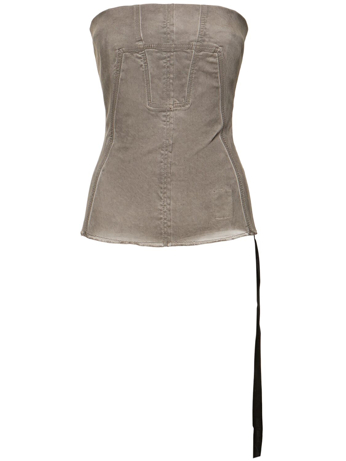 Shop Rick Owens Drkshdw Denim Bustier Top In Dust Grey