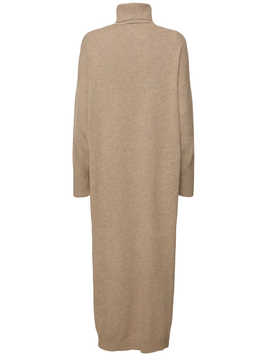 Shop Brunello Cucinelli Cashmere Turtleneck Midi Dress In Light Brown