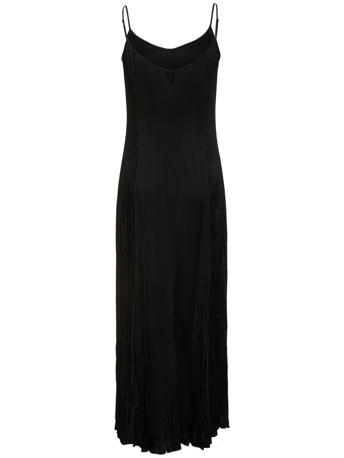Michael Kors Jamison Crush Charmeuse Midi Slip Dress In Black