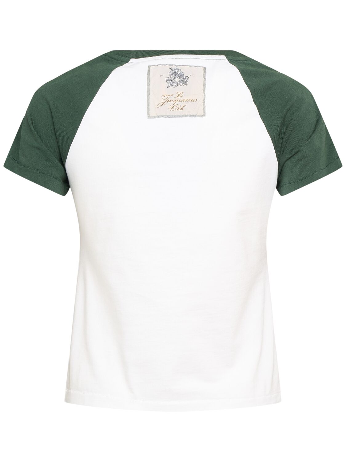 Jacquemus Cotton Blend T-shirt With Contrasting Raglan Sleeves In 白色/绿色