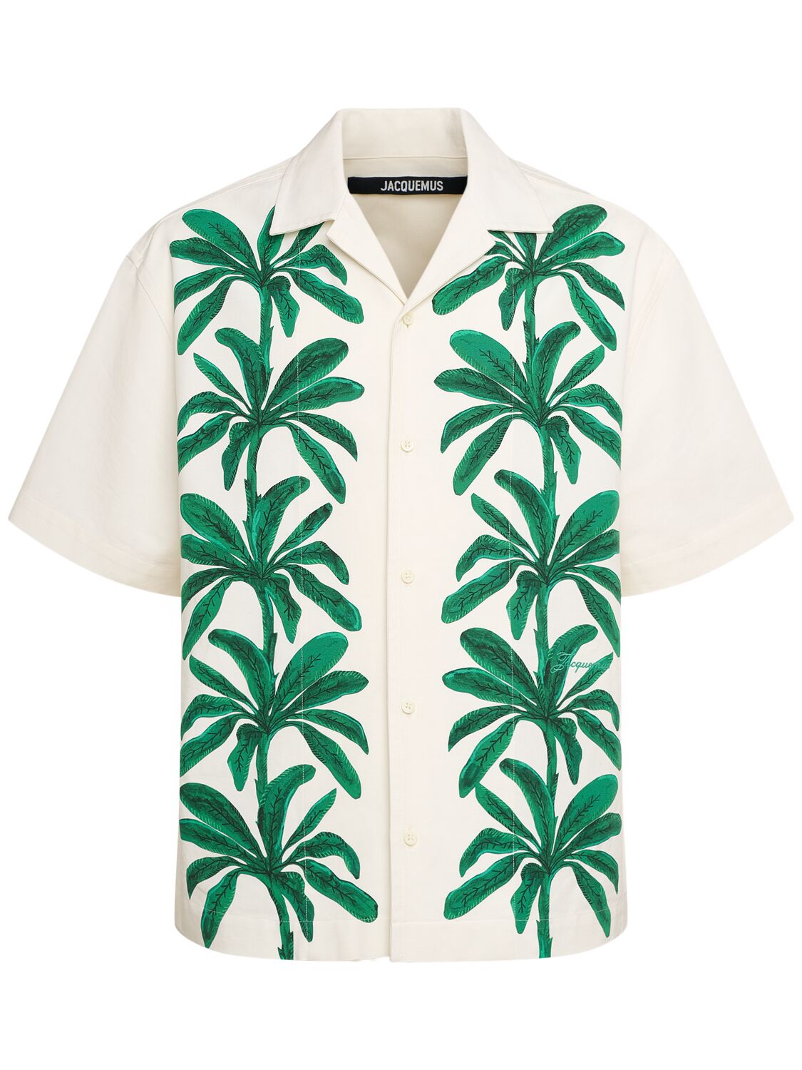 Jacquemus La Chemise Jean Cotton Printed Ss Shirt In Beige/green