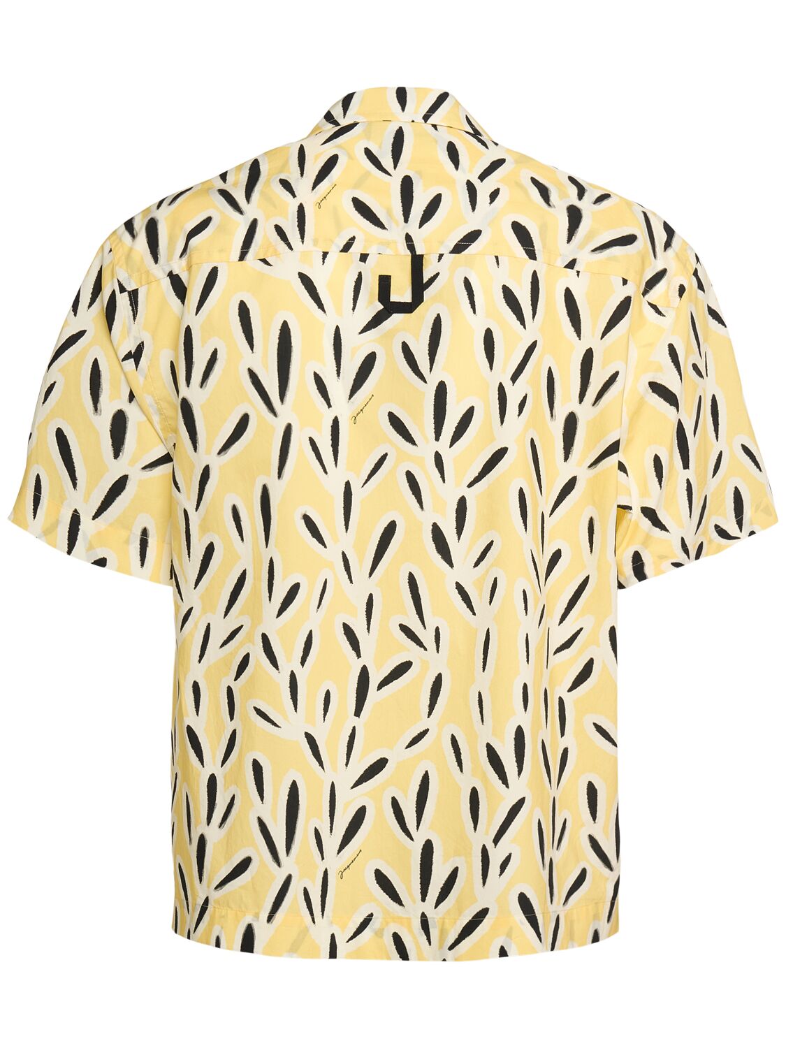Jacquemus Yellow Cotton Jean Shirt With Playful Leaf Pattern In Yellow