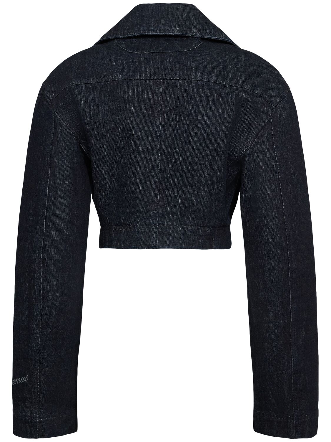 Shop Jacquemus La Veste De-nîmes Marino Crop Jacket In 深蓝色