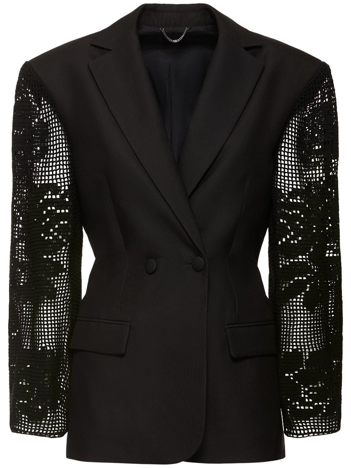 Blazer En Soie Avec Manches En Dentelle Brodée - MAGDA BUTRYM - Modalova
