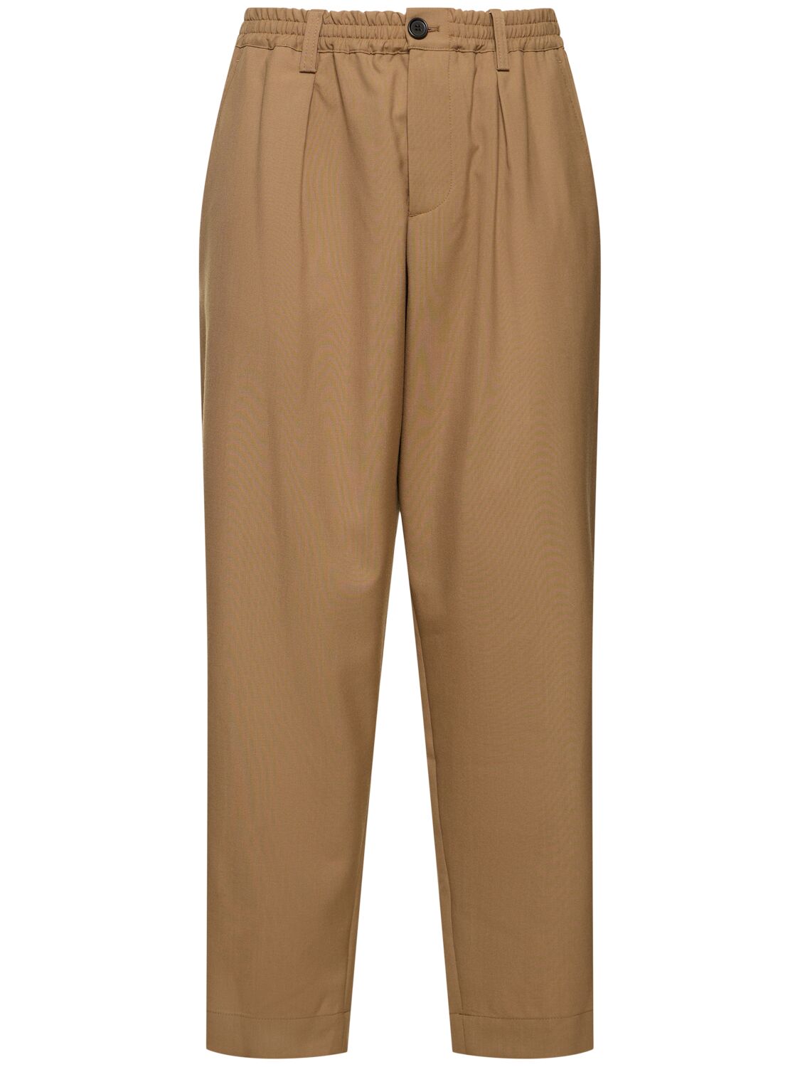 Marni Tropical Wool Loose Crop Pants In Biscuit