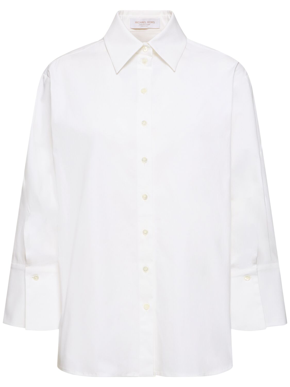 Michael Kors Spiral Sleeve Oversize Poplin Shirt In White