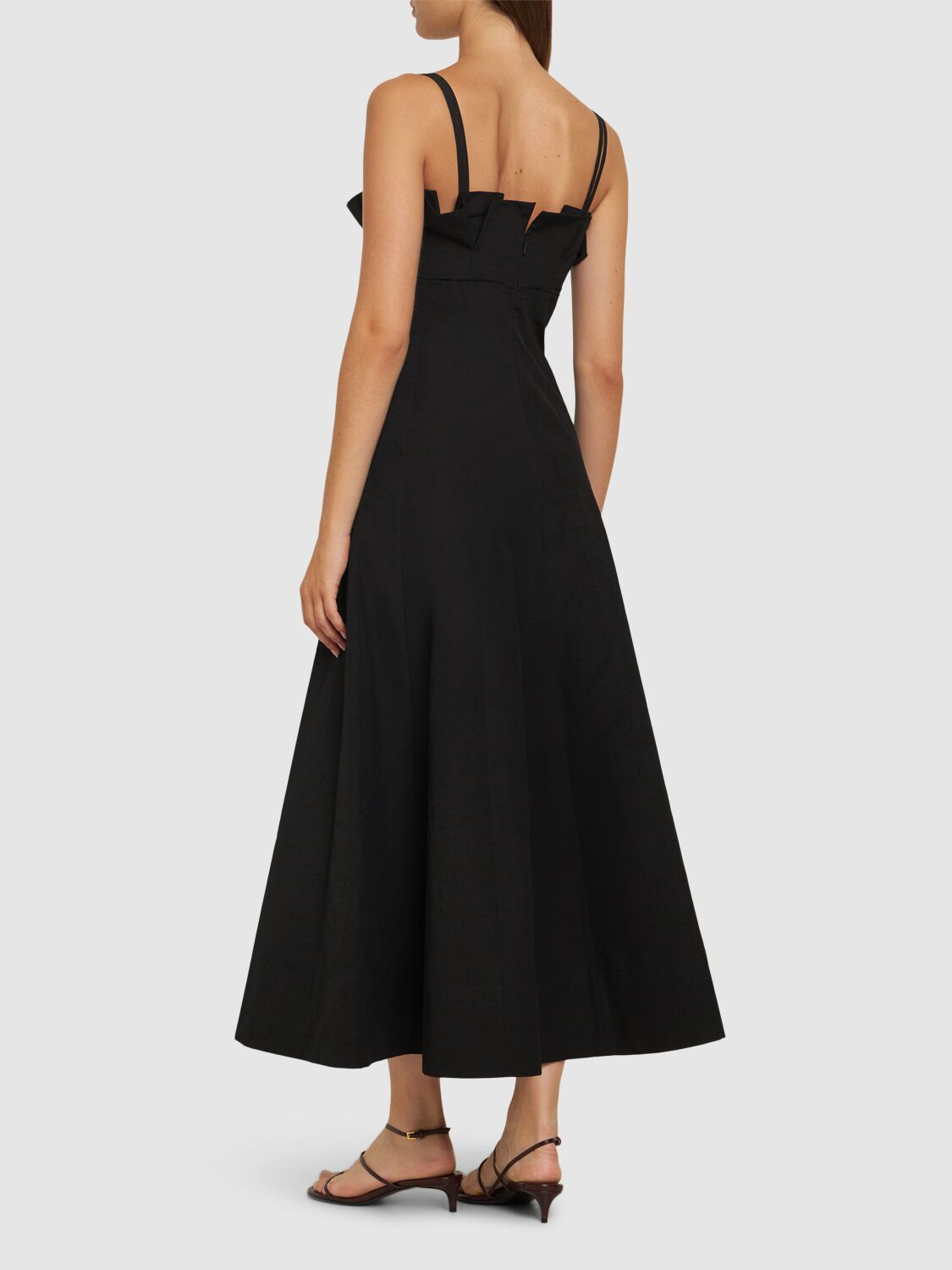PHILOSOPHY DI LORENZO SERAFINI RUCHED COTTON BLEND LONG DRESS 
