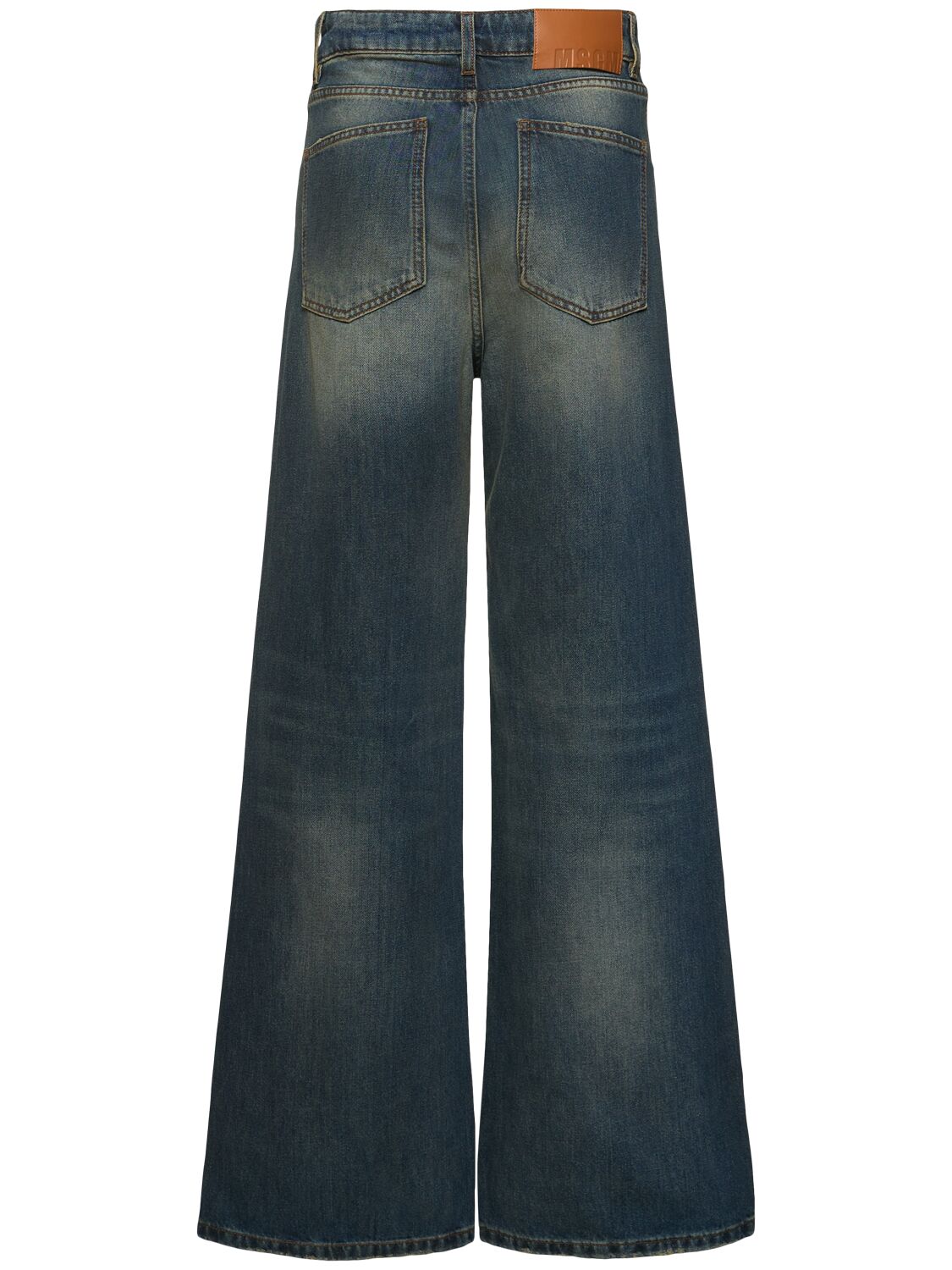 Shop Msgm Denim Medium Waist Flared Jeans In Dark Blue