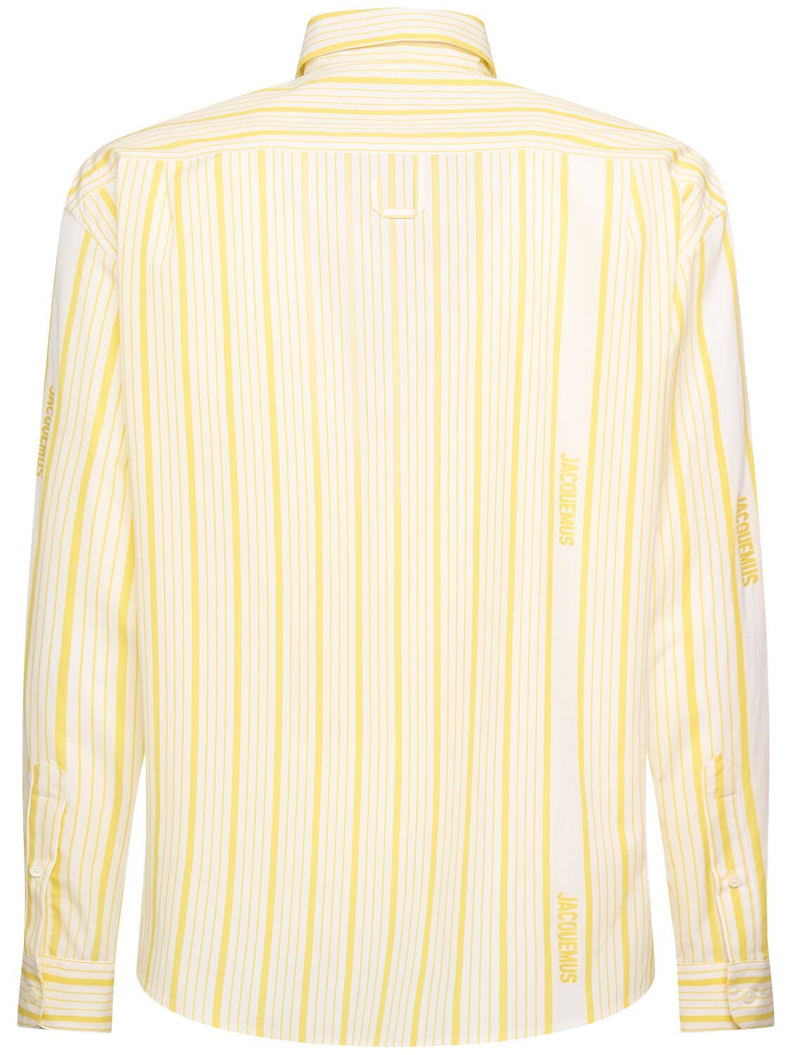 Shop Jacquemus La Chemise Simon Cotton Logo Shirt In Yellow/white