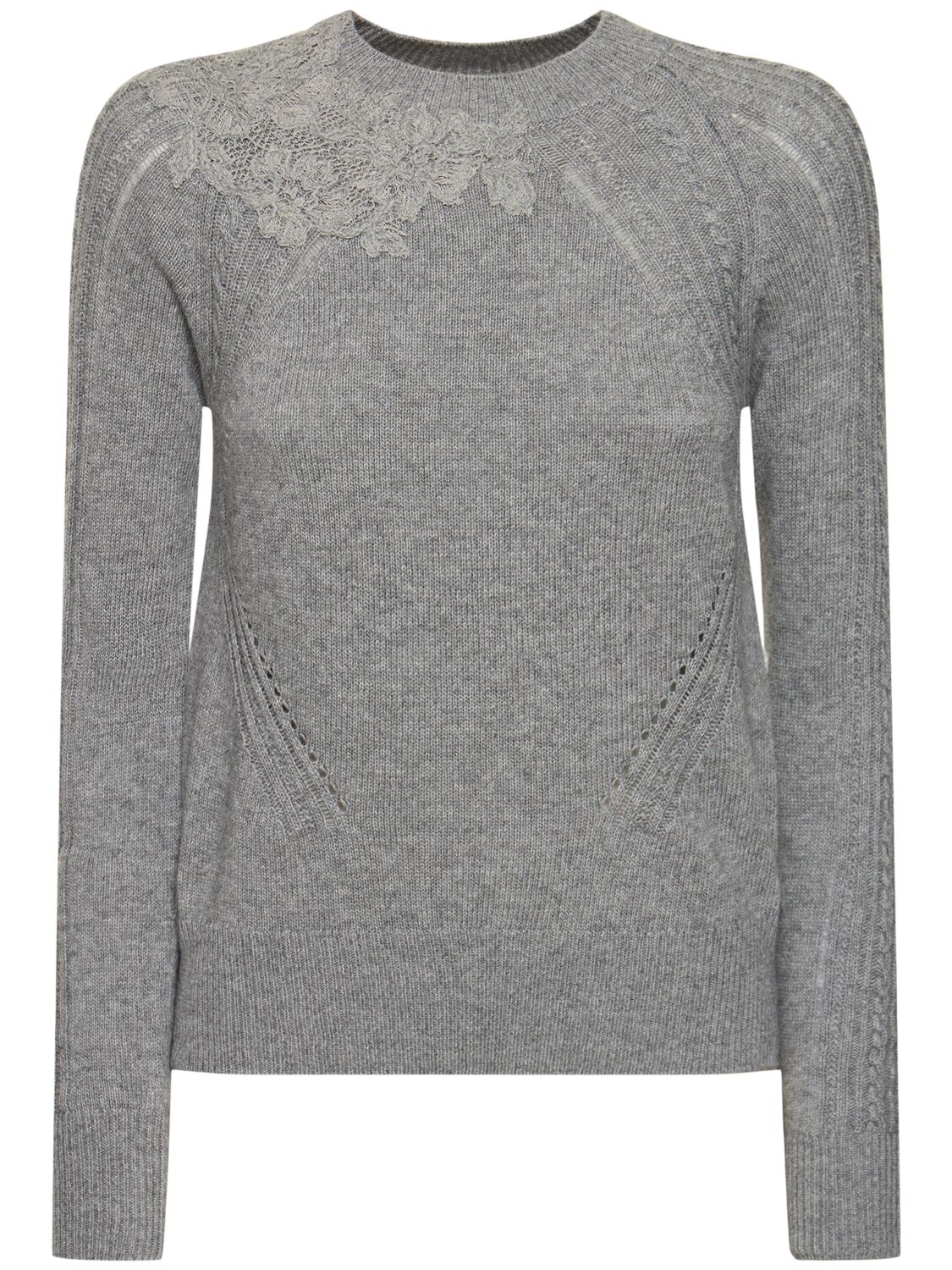 Ermanno Scervino Off White Wool Blend V-neck Pullover Sweater