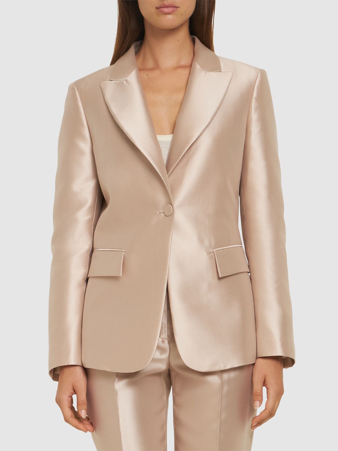 Shop Alberta Ferretti Mikado Single Breast Blazer In Ivory