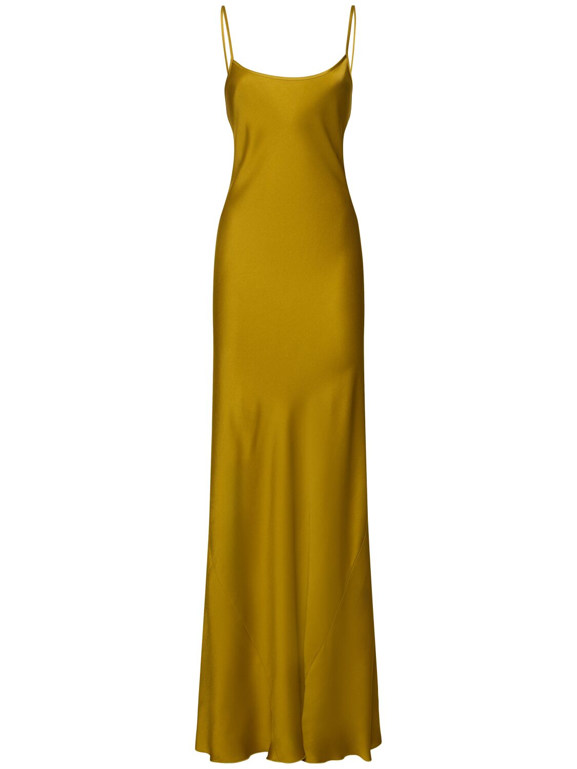 Shop Victoria Beckham Cami Satin Open Back Long Dress In Gold