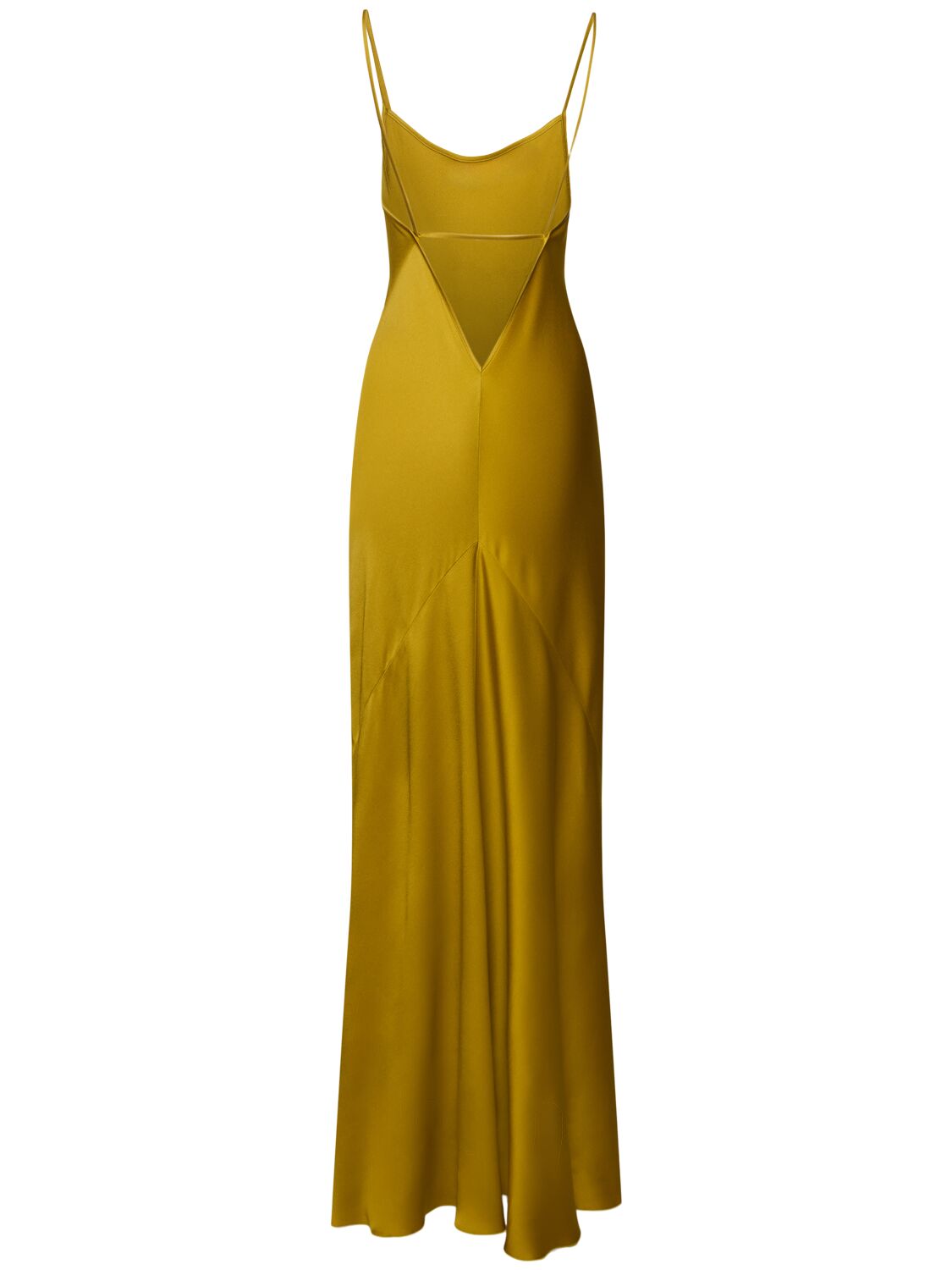 Shop Victoria Beckham Cami Satin Open Back Long Dress In Gold