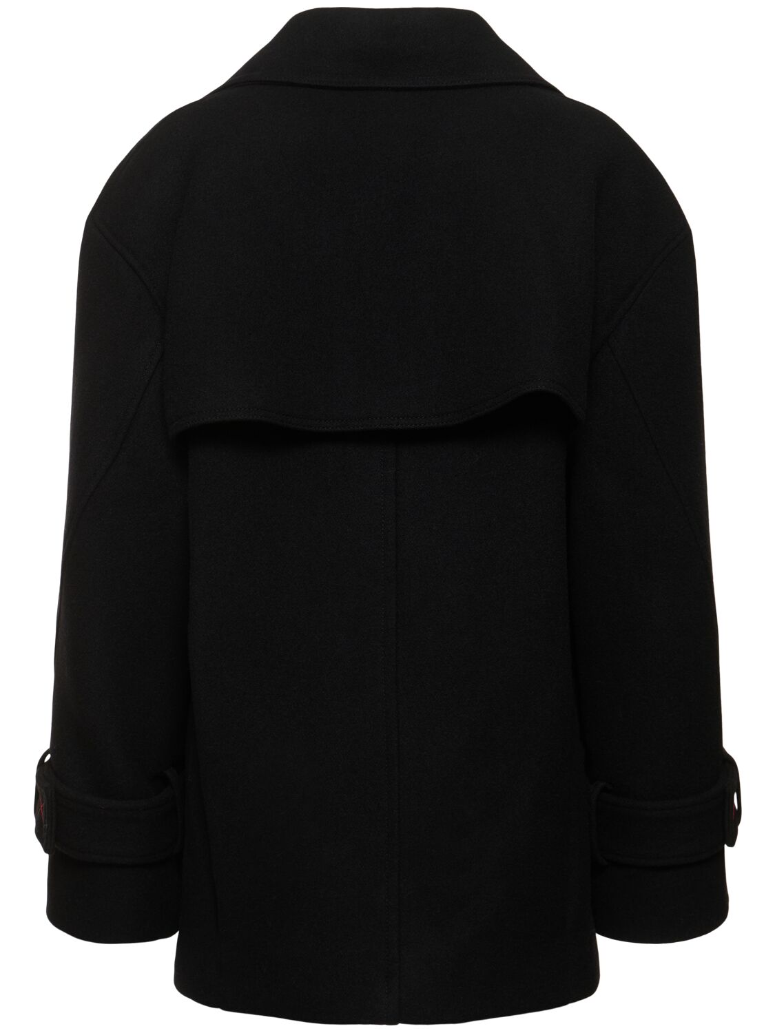 Victoria Beckham Wool Double Breasted Coat In Black